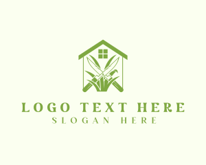 Lawn Care - Green House Gardening Shears logo design