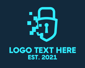 Pixelated - Cyber Security Digital Padlock logo design