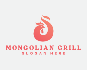 Grill Chicken Rooster logo design