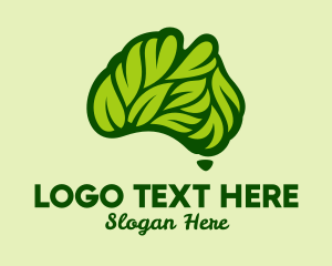 Australia Map - Natural Australia Eco Leaves logo design