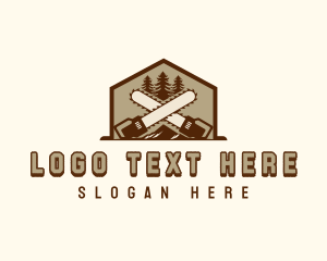 Logging - Tree Cutting Chainsaw logo design