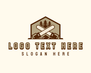 Woodcutter - Tree Cutting Chainsaw logo design