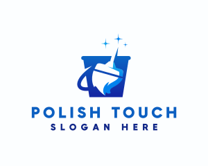 Polish - Bucket Mop Cleaning logo design