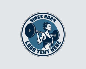 Muscular - Weightlifter Barbell Workout logo design