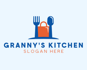 Fork Spoon Shopping Bag logo design