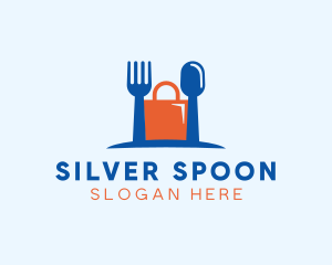 Fork Spoon Shopping Bag logo design