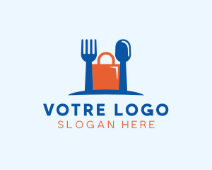Shopping - Fork Spoon Shopping Bag logo design