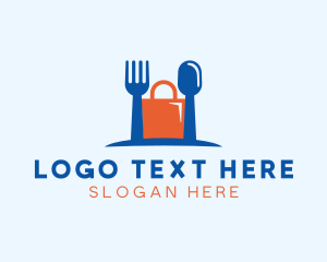 Food - Fork Spoon Shopping Bag logo design