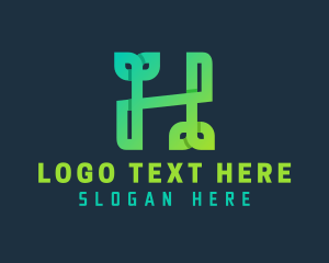 Software - Green Sprout Letter H logo design