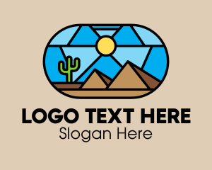 Stained Glass - Desert Cactus Landscape Mosaic logo design