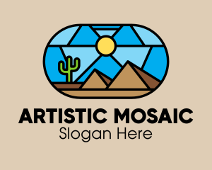 Mosaic - Desert Cactus Landscape Mosaic logo design