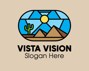 View - Desert Cactus Landscape Mosaic logo design