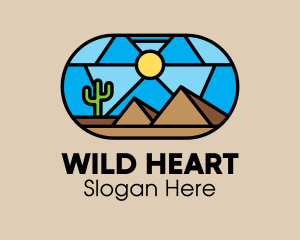 Desert Cactus Landscape Mosaic  logo design