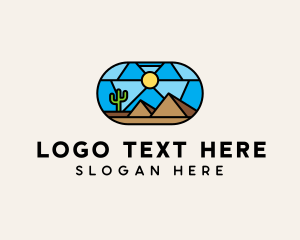 Desert Cactus Landscape Mosaic  logo design