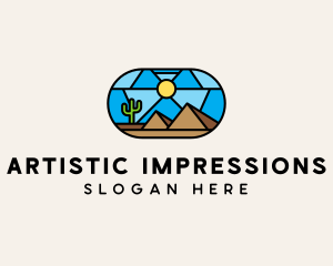 Desert Cactus Landscape Mosaic  logo design