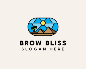 Desert Cactus Landscape Mosaic  logo design