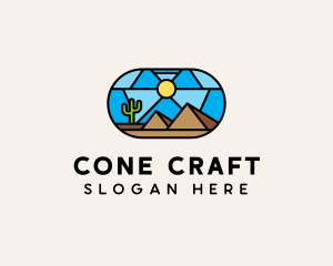 Desert Cactus Landscape Mosaic  logo design