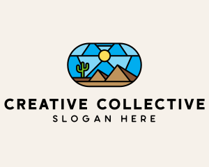 Desert Cactus Landscape Mosaic  logo design