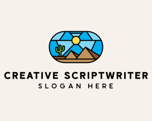 Desert Cactus Landscape Mosaic  logo design