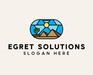 Desert Cactus Landscape Mosaic  logo design