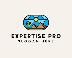 Desert Cactus Landscape Mosaic  logo design