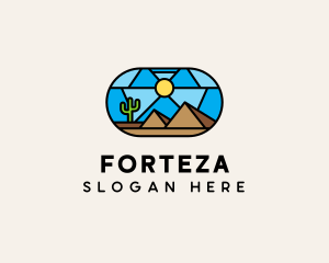 Desert Cactus Landscape Mosaic  logo design