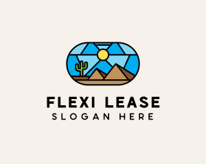 Desert Cactus Landscape Mosaic  logo design