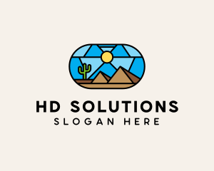 Desert Cactus Landscape Mosaic  logo design