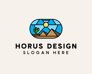 Desert Cactus Landscape Mosaic  logo design