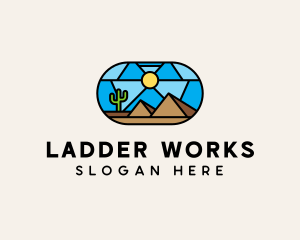 Desert Cactus Landscape Mosaic  logo design