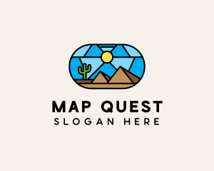 Desert Cactus Landscape Mosaic  logo design