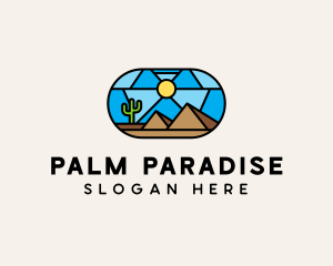 Desert Cactus Landscape Mosaic  logo design