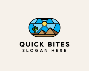 Desert Cactus Landscape Mosaic  logo design