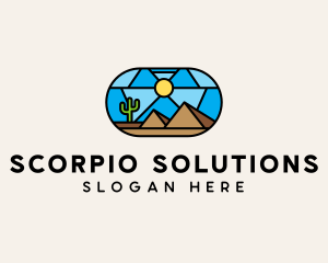 Desert Cactus Landscape Mosaic  logo design