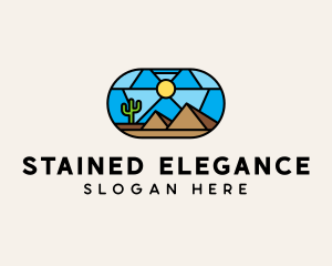 Desert Cactus Landscape Mosaic  logo design