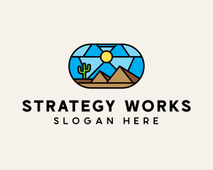 Desert Cactus Landscape Mosaic  logo design