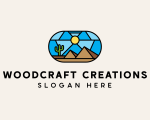 Desert Cactus Landscape Mosaic  logo design