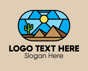 Desert Cactus Landscape Mosaic  logo design