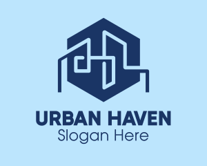 Cityscape - Blue Hexagon Cityscape logo design