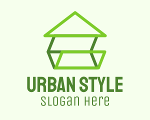 Green Geometric House Logo