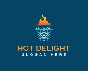 HVAC Flame Snowflake logo design