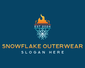 HVAC Flame Snowflake logo design