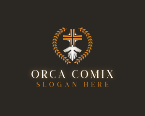 Dove Cross Wreath Logo