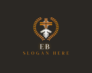 Spiritual - Dove Cross Wreath logo design