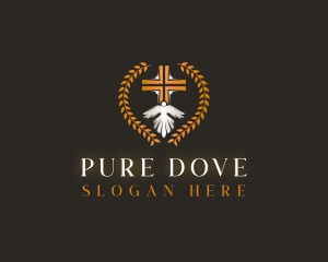 Dove Cross Wreath logo design