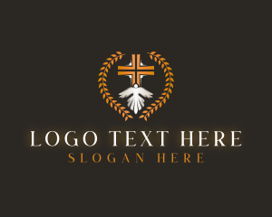Doctrine - Dove Cross Wreath logo design