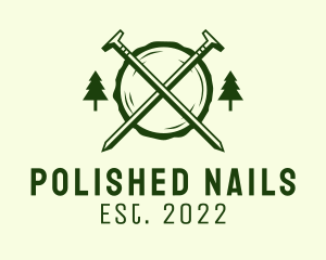 Nail Woodcutting Lumberjack logo design