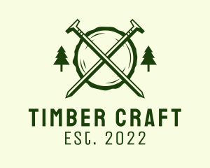 Nail Woodcutting Lumberjack logo design