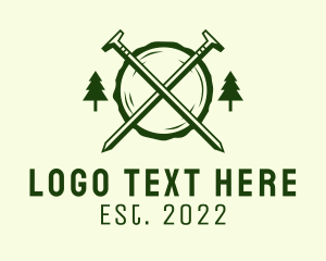 Green - Nail Woodcutting Lumberjack logo design