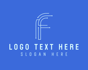 Line - Tech Company Letter F logo design
